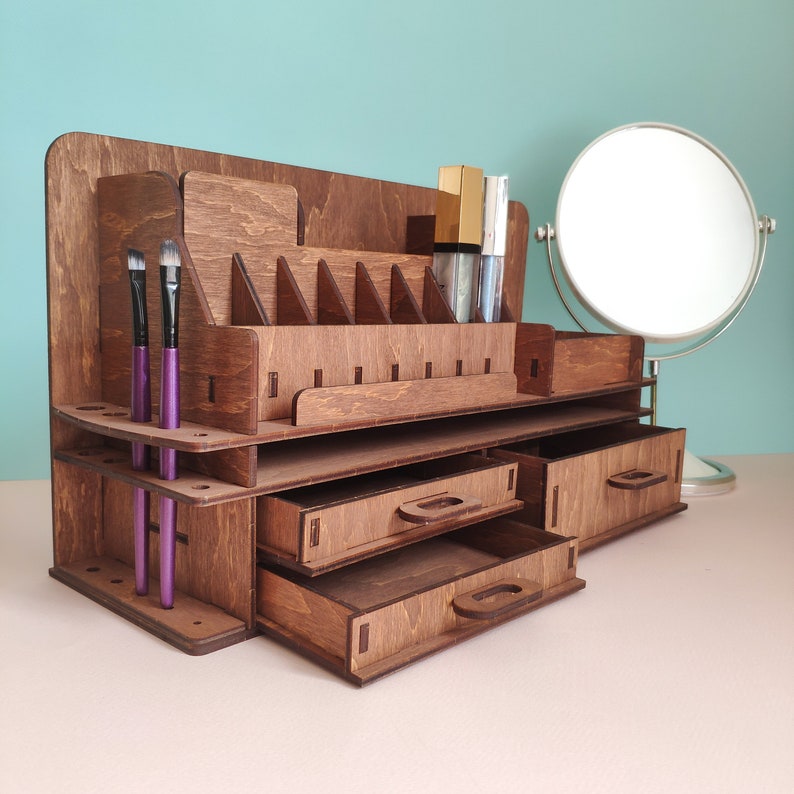 Makeup organizer / wooden make up organizer / vanity makeup Etsy