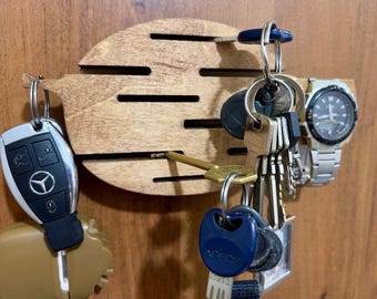 Gift Wooden Key Holder with Watch and Leash Hangers: Unique Entryway Organizer