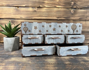Wooden Makeup Brush Organizer: 45 Slots, 5 Drawers, Customizable