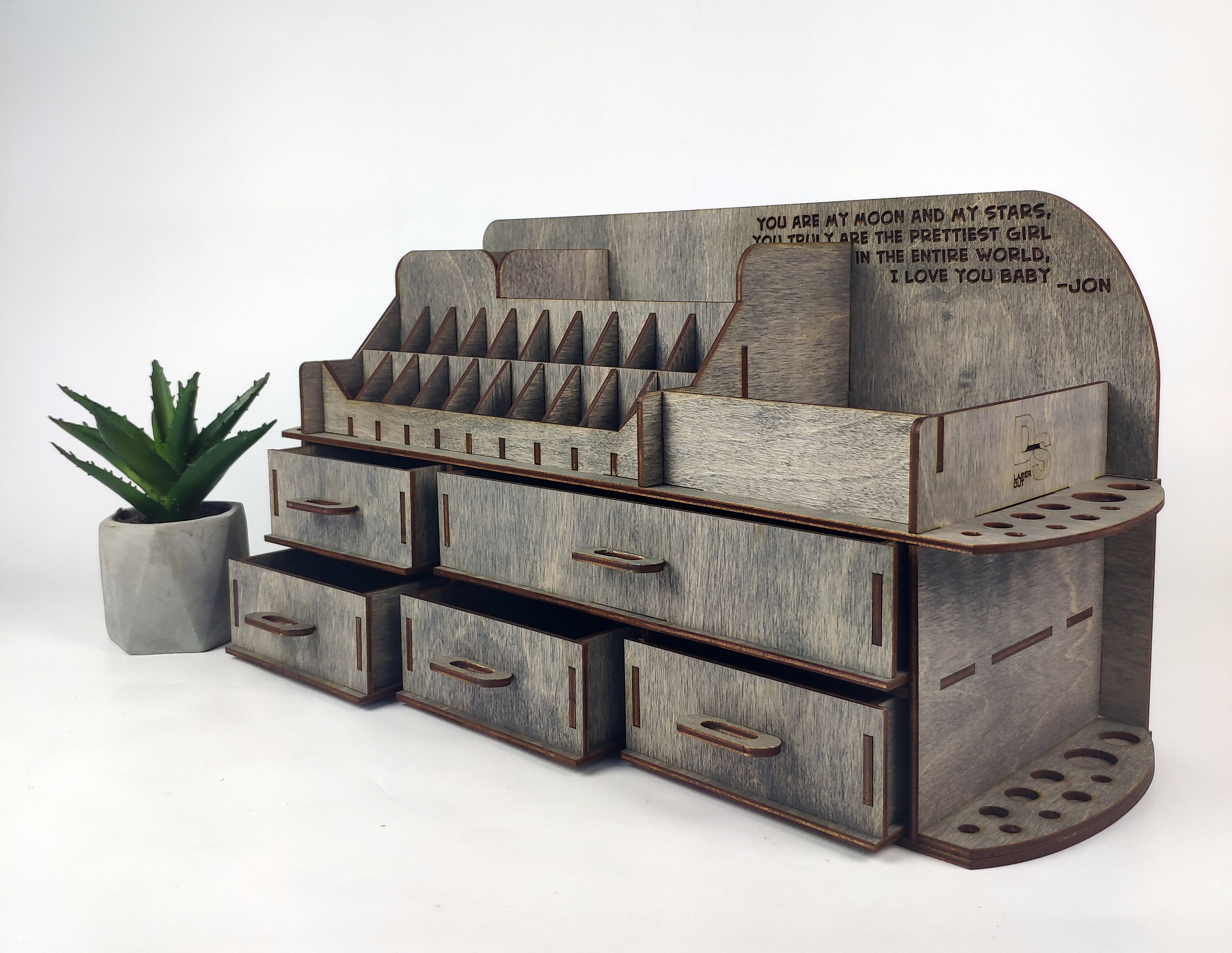 Large makeup organizer / wooden make up organizer / vanity Etsy