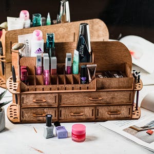 Makeup organizer laser cut vector file DXF | wooden organizer | makeup storage | perfume organizer | brush lipstick holder