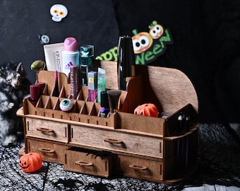 Sperrholz Make-up Organizer: Vanity Kosmetik Lagerung mit Schubladen