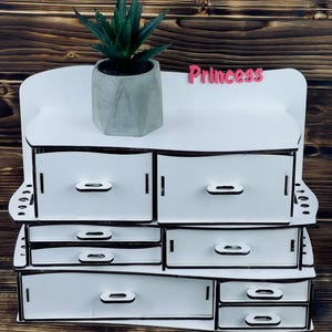 White makeup organizer | wooden makeup organizer | cosmetic storage | woman organiser