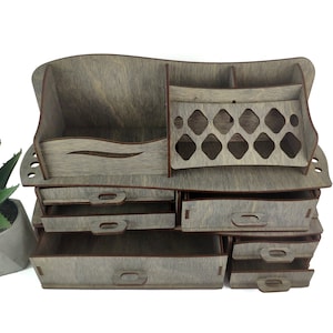 Makeup organizer Wave / wooden make up organiser / vanity makeup storage / wood perfume organiser / brush lipstick holder