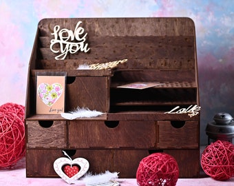 Extra großer Make-up-Organizer aus Holz: Aufbewahrung, Pinsel und Lippenstifthalter