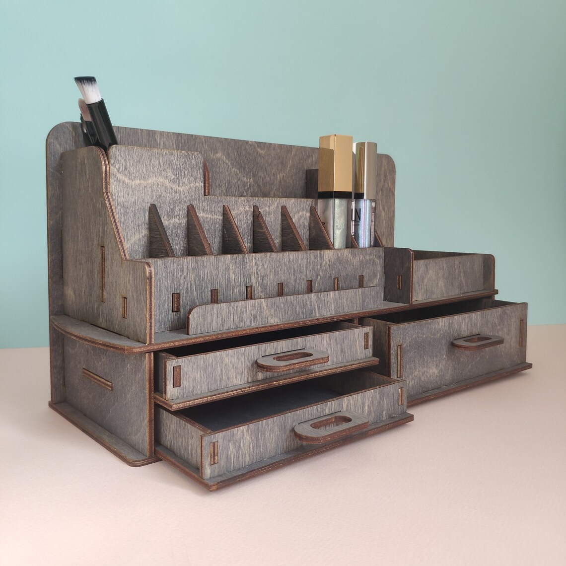 Makeup organizer / wooden make up organizer / vanity makeup Etsy