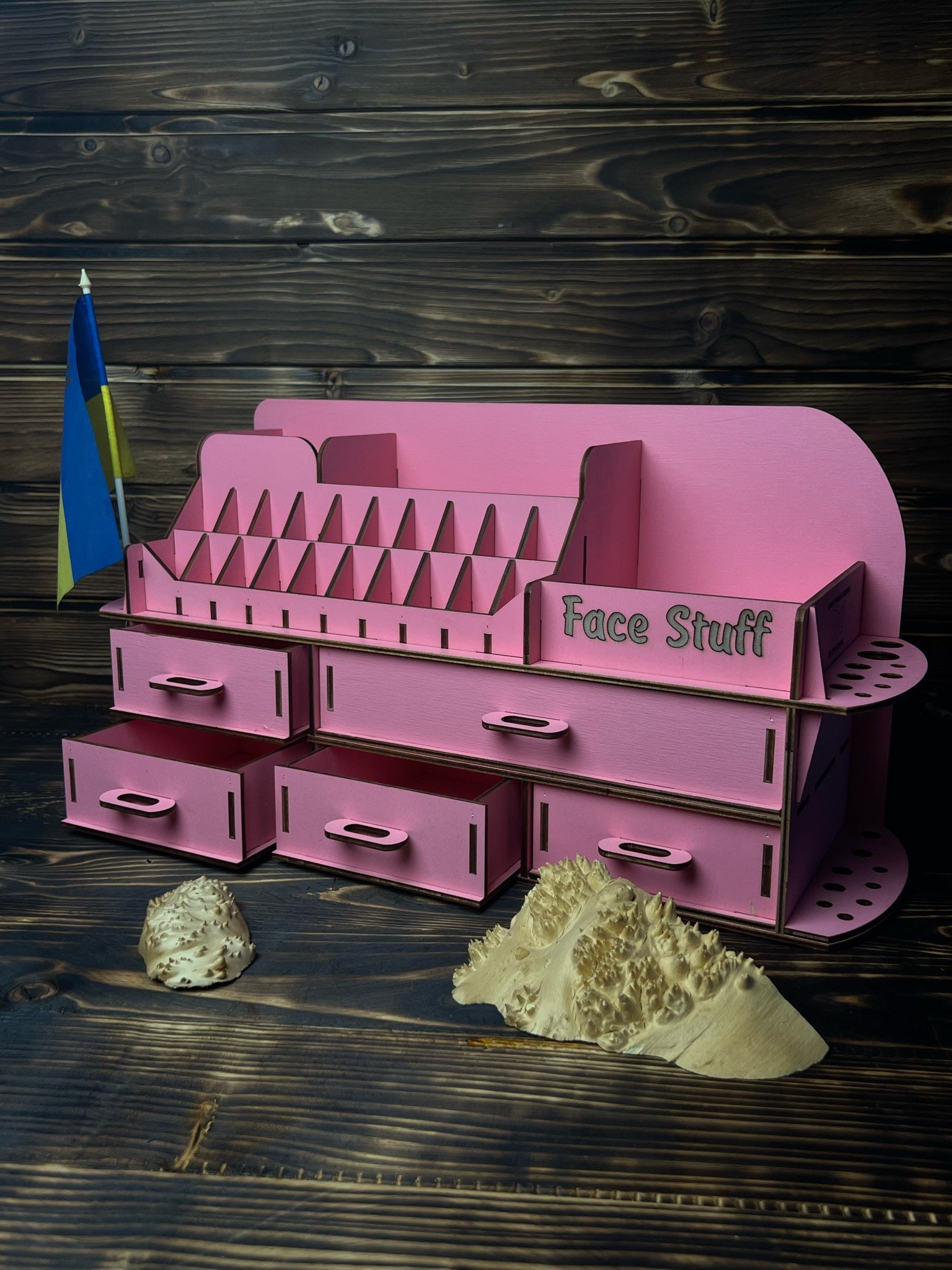 Large Makeup Pink Organizer / Wooden Make up Organizer / Etsy