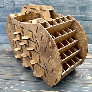 Organizador de batom de madeira: organizador de maquiagem com design de abóbora