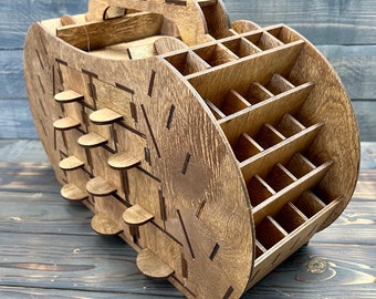 Organizador de pintalabios de madera: organizador de maquillaje con diseño de calabaza para tocador