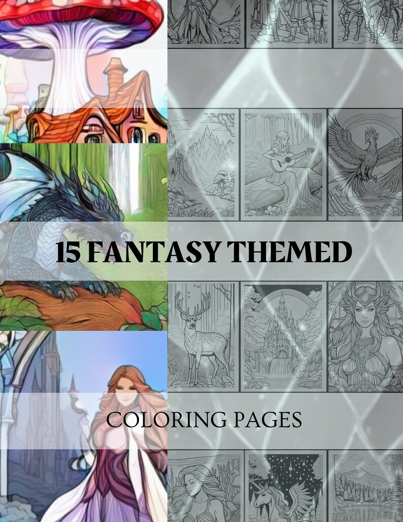 Fantasy Coloring Book 15 Coloring Pages Fantasy Themed Fairytale ...