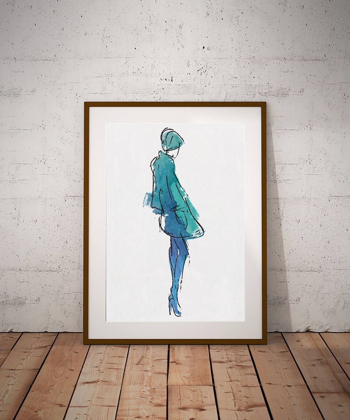 WATERCOLOUR Abstract Silhouette Person Line Art Etsy
