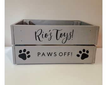Personalized Pet Toy Crate - Custom Wooden Storage Box