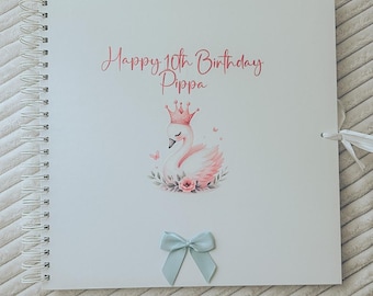 Personalized Pink Swan Scrapbook | Custom Milestone Memory Book