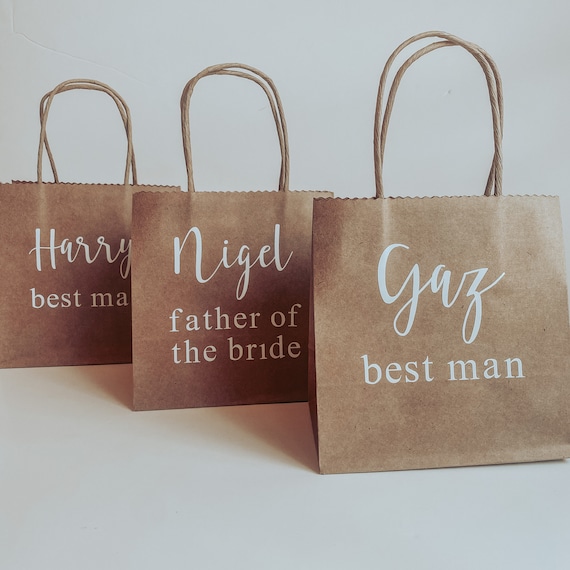 Small Wedding Gift Bags Wedding Bridal Party Gift Bags Brown Etsy