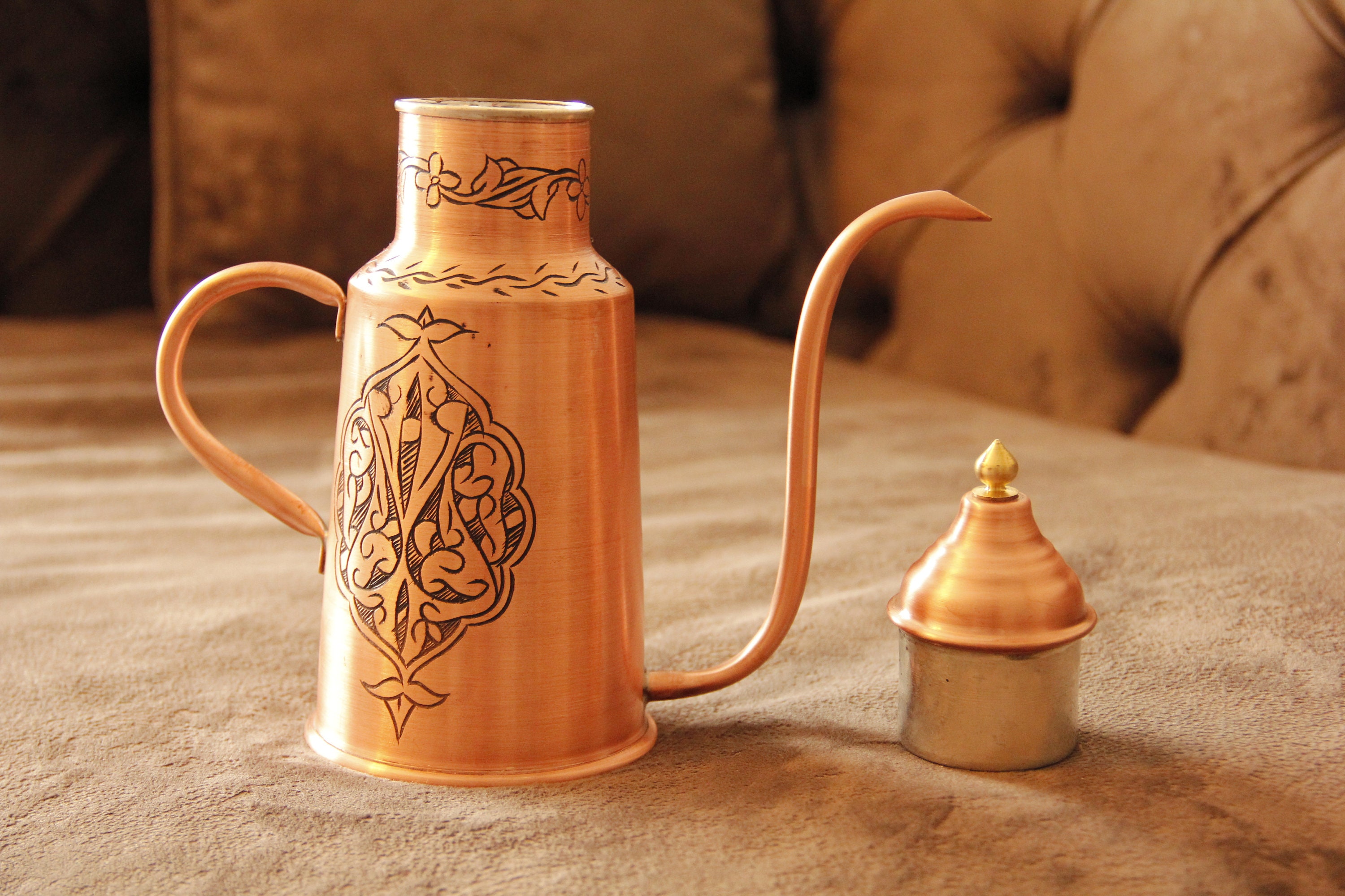 copper olive oil bottle