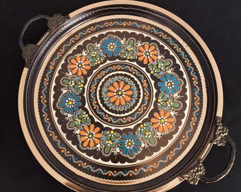 Handmade Copper Serving Tray, Round Tray, Large Tray, Vintage Tray, Decorative Tray, Copper Tray