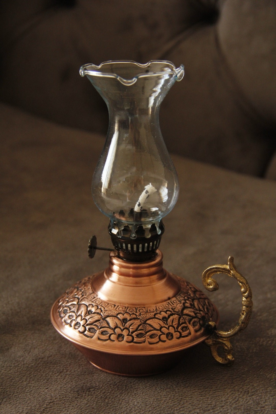 Vintage Oil Lamp Copper Oil Lamp Gas Lamp Pottery Oil Lamp Etsy