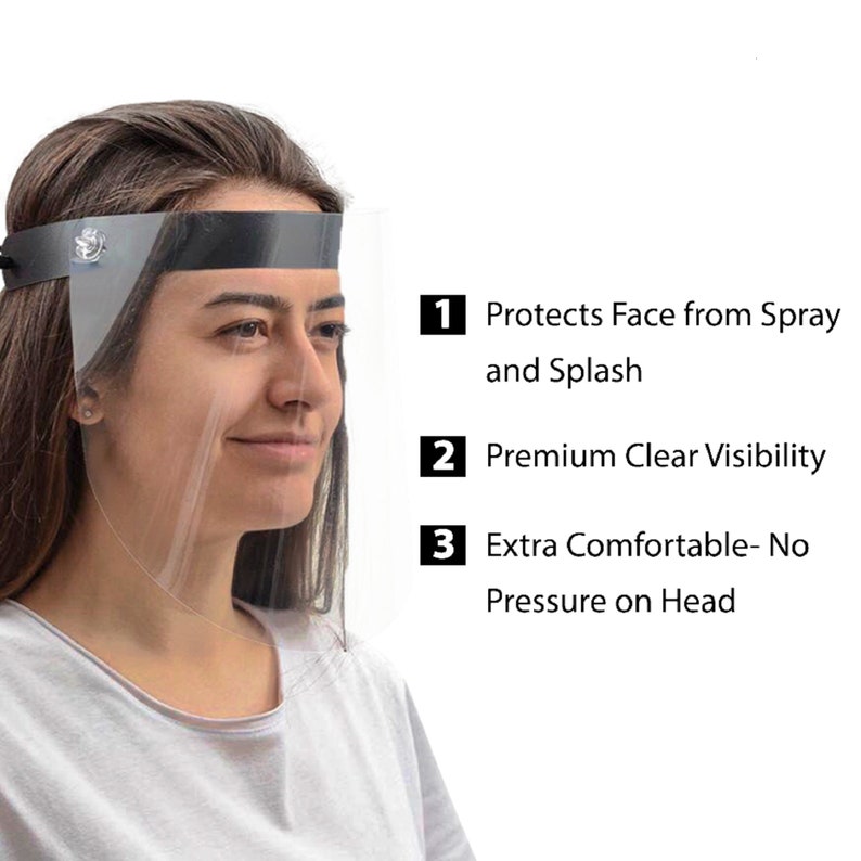 Reusable Clear Face Shield Guard Protector Clear Vision Etsy