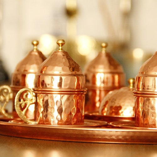 Copper Turkish Coffee Set, Greek Coffee Set, Traditional Ottoman Coffee Set, Handmade Coffee Pot, Espresso Set, Coffee gifts, shops