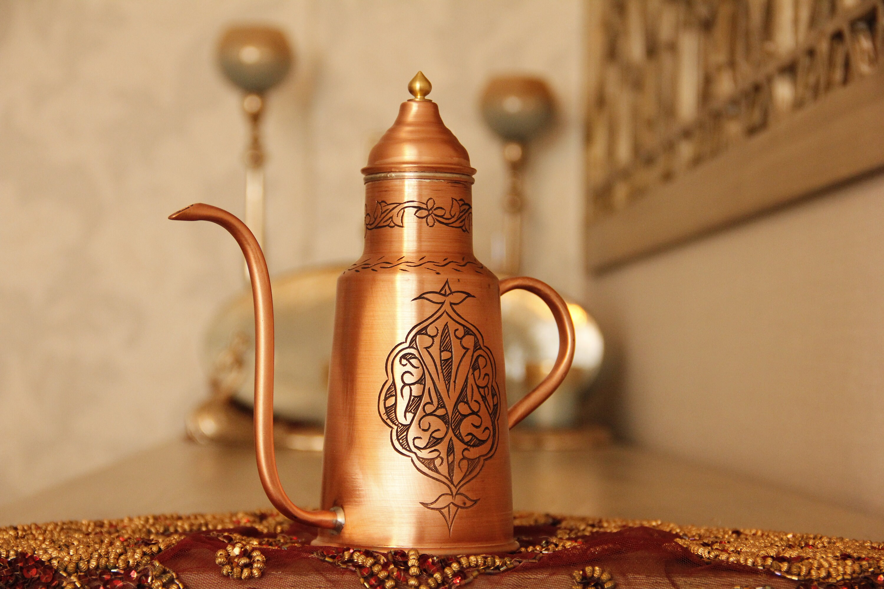 copper olive oil bottle
