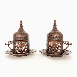 Copper Turkish Coffee Set, Greek Coffee Set, Traditional Ottoman Coffee Set, Handmade Coffee Cup, Coffee gifts, Espresso Cup
