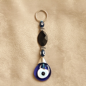 Blue Evil Eye, Wall Hanging, Car Charm, Key Chain, Blue Glass Evil Eye, Hand made, Evil Eye Car Mirror Charm, Car Accessories