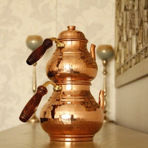 Handmade Copper Tea Kettle, Stovetop Teapot, Turkish Tea Pot,  Traditional Ottoman Copper Tea Set, Copper Herbal Teapot, Turkish Tea Kettle