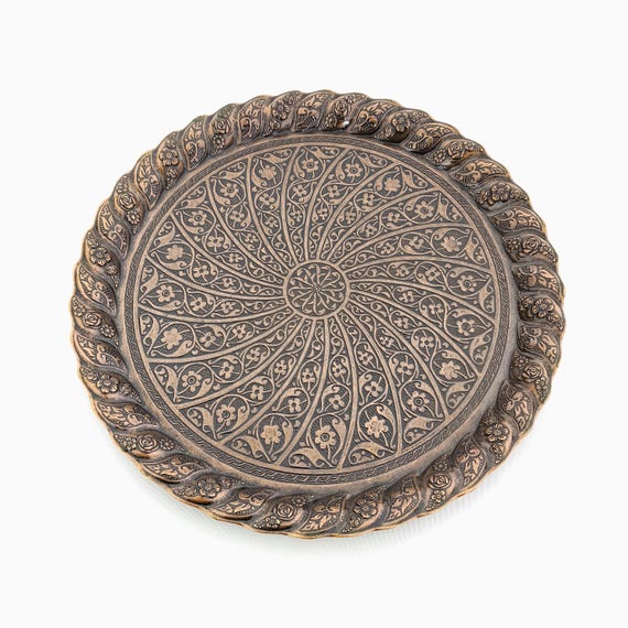 Vintage Serving Tray, Round Tray, Vintage Tray, Decorative Tray
