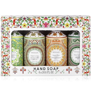 Liquid Hand Soap Hand Wash Gift Set, Ideal Bathroom Hand Soap, Kitchen Hand Soap Set, Olive Oil Coconut & Hibiscus, Gardenia, Orange Blossom