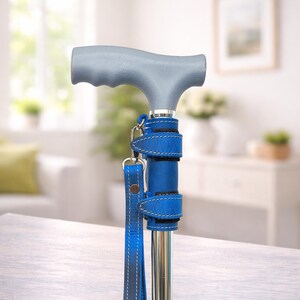 Handgjord handledsrem till käpp, läder, handledsrem till käpp, lädersnöre till käpp, handledsrem till käpp, käppsnöre Blue