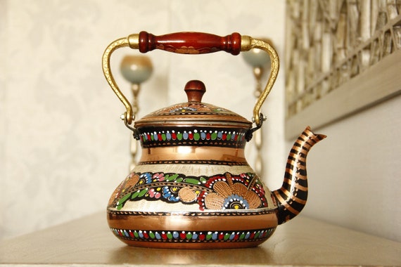 Handmade Copper Tea Kettle Stovetop Teapot Traditional Ottoman
