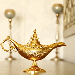 Lampe à huile vintage, lampe à huile en cuivre, porte-encens, brûleur d'encens, décoration d'intérieur, lampe à huile d'Aladin, lampe à huile ancienne Yellow