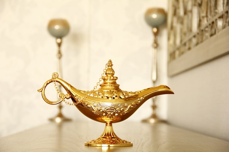 Lampe à huile vintage, lampe à huile en cuivre, porte-encens, brûleur d'encens, décoration d'intérieur, lampe à huile d'Aladin, lampe à huile ancienne Yellow
