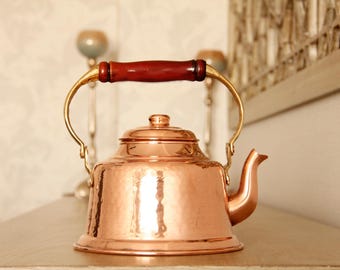 Handmade Copper Tea Kettle, Stovetop Teapot, Traditional Ottoman Copper Tea Set, Copper Herbal Teapot, Turkish Tea Kettle