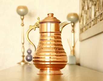 Jarra de cobre vintage artesanal, dispensador de agua de cobre, ibrik tradicional turco, jarra de cobre, jarra de cobre, 2 litros