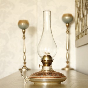 Große Vintage Öl Lampe, Kupfer Öl Lampe, Gas Lampe, Keramik Öl Lampe, Home Decor, Antike Öl Lampe, Petroleum Lampe