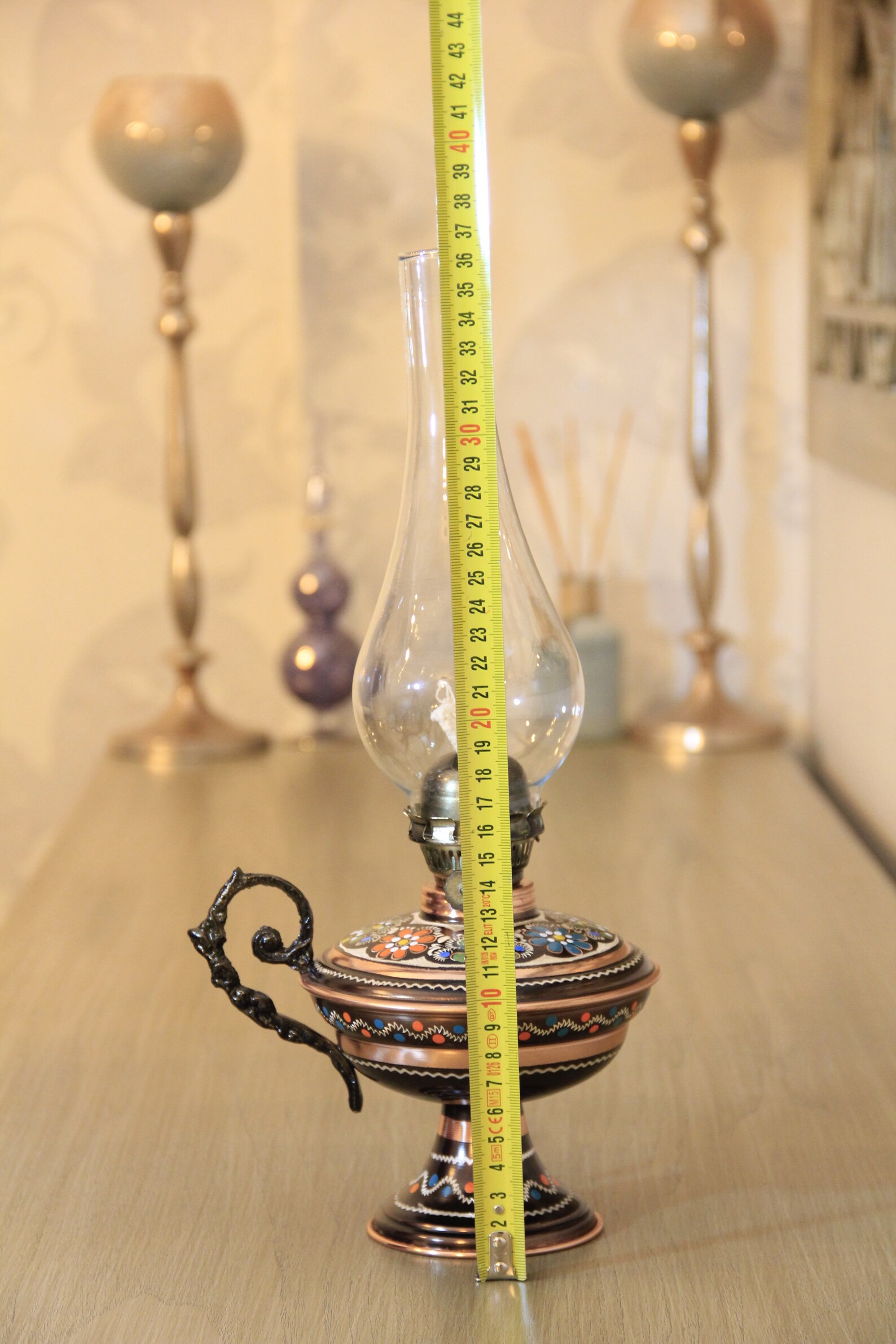 Big Vintage Oil Lamp Copper Oil Lamp Gas Lamp Pottery Oil Etsy Canada