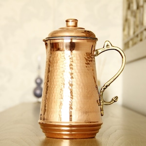 Handcrafted Vintage Copper Pitcher, Copper Water Dispenser, Thick and Strong Copper,  Turkish Pitcher, Copper Pitcher,  1.3 Liters