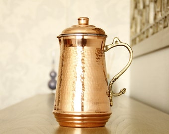 Handmade Copper Pitcher, Thick and Strong Copper, Copper Water Dispenser, Turkish Pitcher, Copper Pitcher,  1.3 Liters