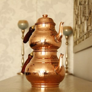 Handmade Copper Tea Kettle, Stovetop Teapot, Turkish Tea Pot,  Traditional Ottoman Copper Tea Set, Copper Herbal Teapot, Turkish Tea Kettle