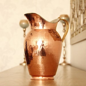 Handcrafted Vintage Copper Pitcher, Copper Water Dispenser, Traditional Turkish Ibrik,  Turkish Pitcher, Copper Pitcher,  2.5 Liters