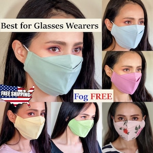 Best Face mask for Glasses wearers Anti fog USA handmade easy breathing Japanese cotton 3D professional reusable washable cool for men women