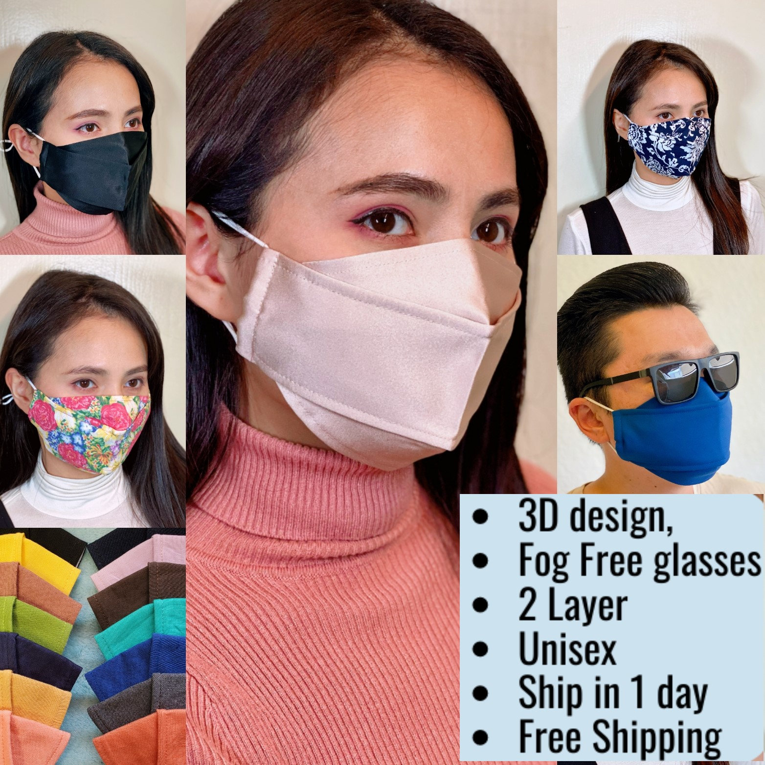 Best Face Mask for Glasses Wearers Anti Fog USA Handmade Easy Breathing