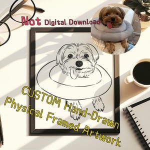 Custom Pet Portrait from Photo – Hand-Drawn & Framed Physical Artwork Gift