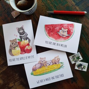 Love card set, Watercolour animals greeting cards set, card set, bulk cards, eco cards, animals pun cards, for animal lover, funny card