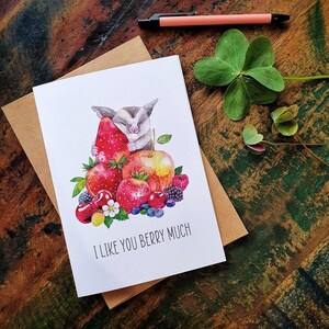 Cartão de amor, cartões de planador de açúcar em aquarela, eu gosto muito de você, cartão em branco, cartão ecológico, impressão de cartão de arte ilustrativa, cartão fofo