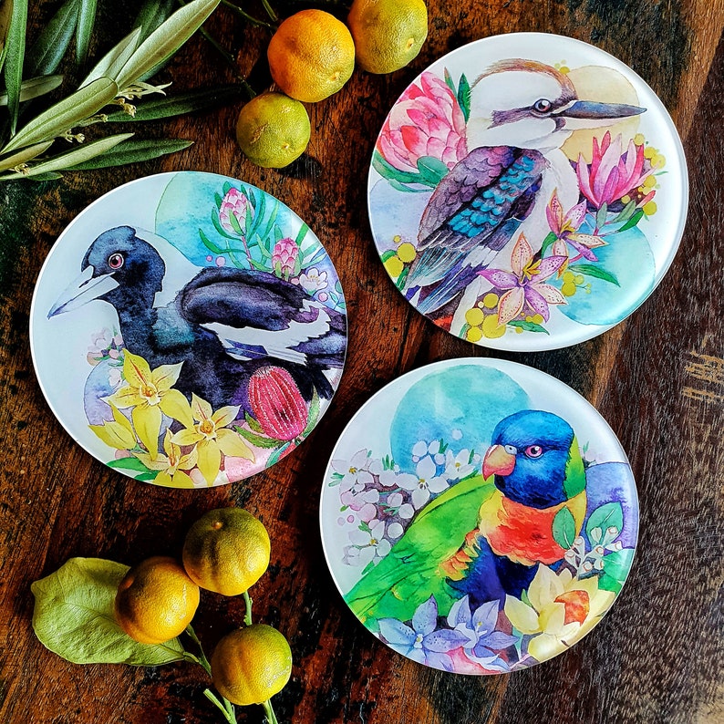 Australian Birds Coaster From Original Watercolour Painting, Gift for ...