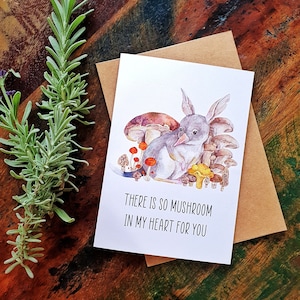 Cartão de amor, cartões bíblicos em aquarela, há tantos cogumelos em meu coração para você, cartão ecológico, impressão de cartão de arte ilustrativa, arte de cogumelo