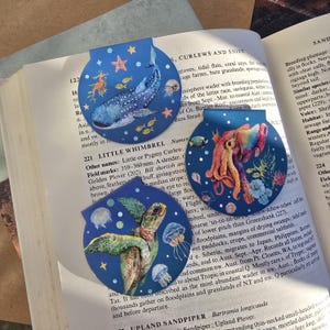 Marine Animals Magnetic Bookmark: Watercolor Ocean Art