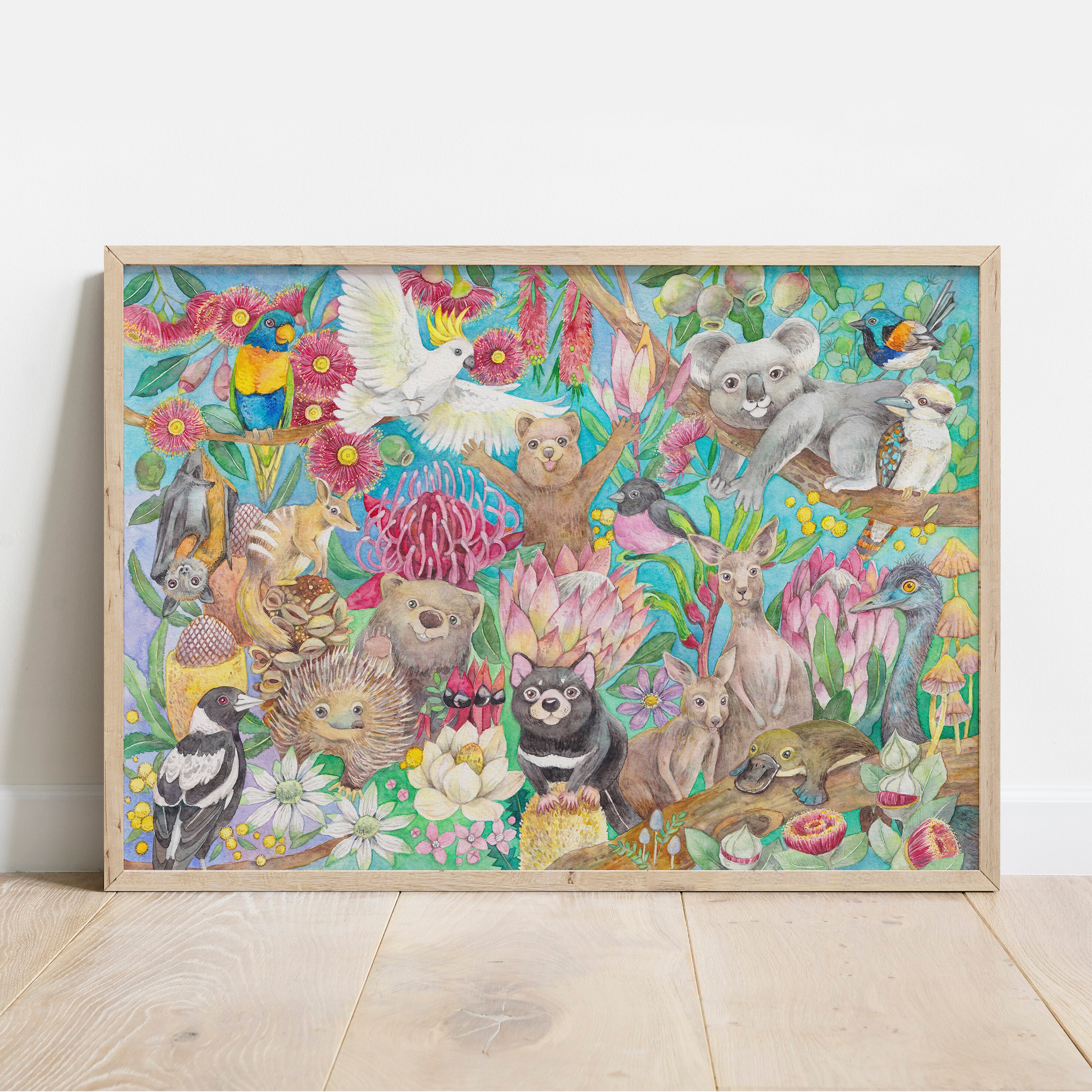 Australian Animals Family, Watercolour Art Print, Decor for Baby ...